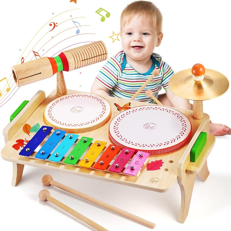 wingyz Store Kids Drum Set for Toddlers Baby Music Instruments 7 in 1 Montessori Preschool Musical Toys Children Drum kit Xylophone Tambourine Birthday Gifts for Boys and Girls - Image 1
